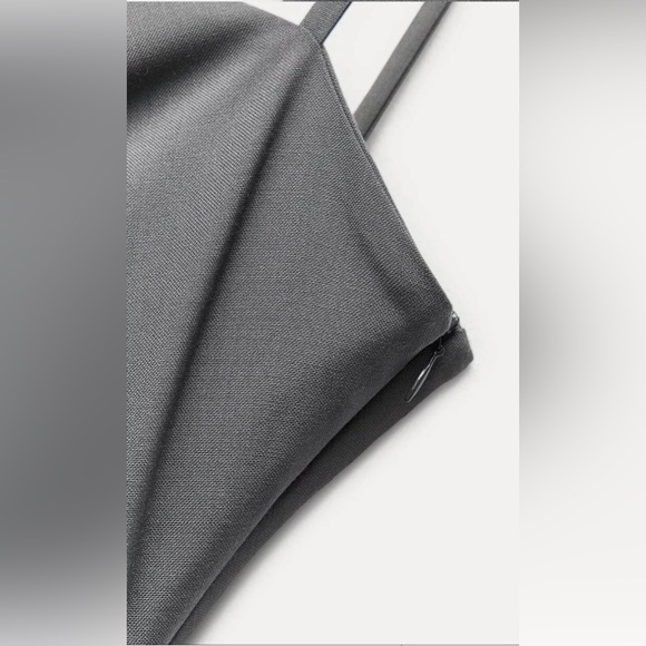 Zara ZW COLLECTION RUCHED DRESS. Khaki. Size S. New with Tags. - Picture 11 of 15